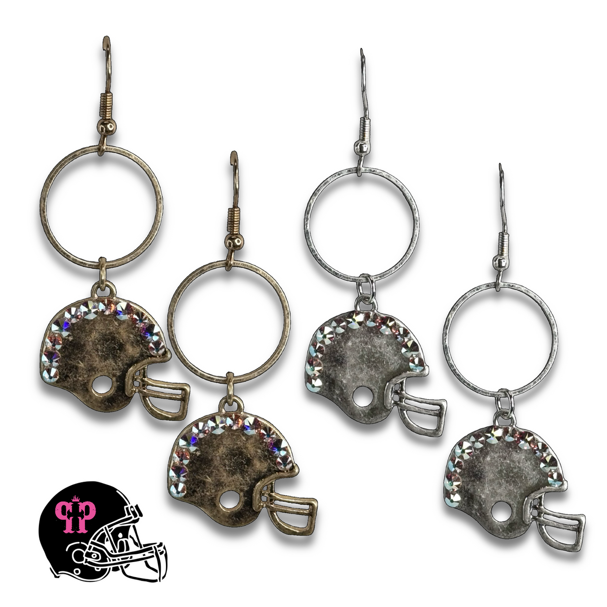 Football helmet Game Day earring with crystals from Swarovski®- LC