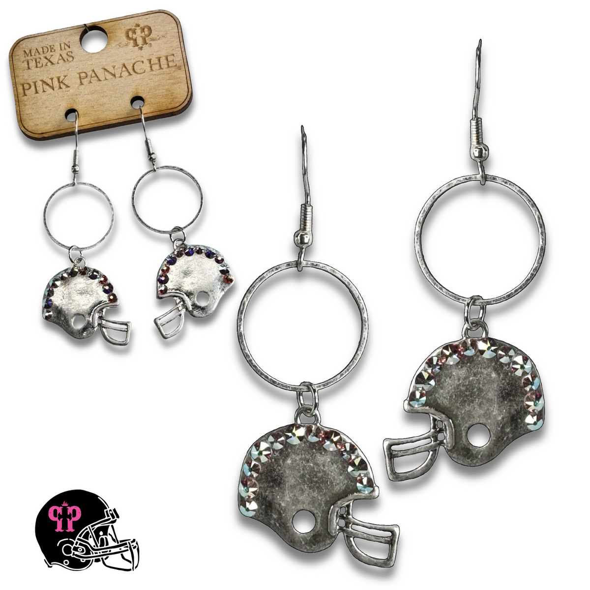Football helmet Game Day earring with crystals from Swarovski®- LC