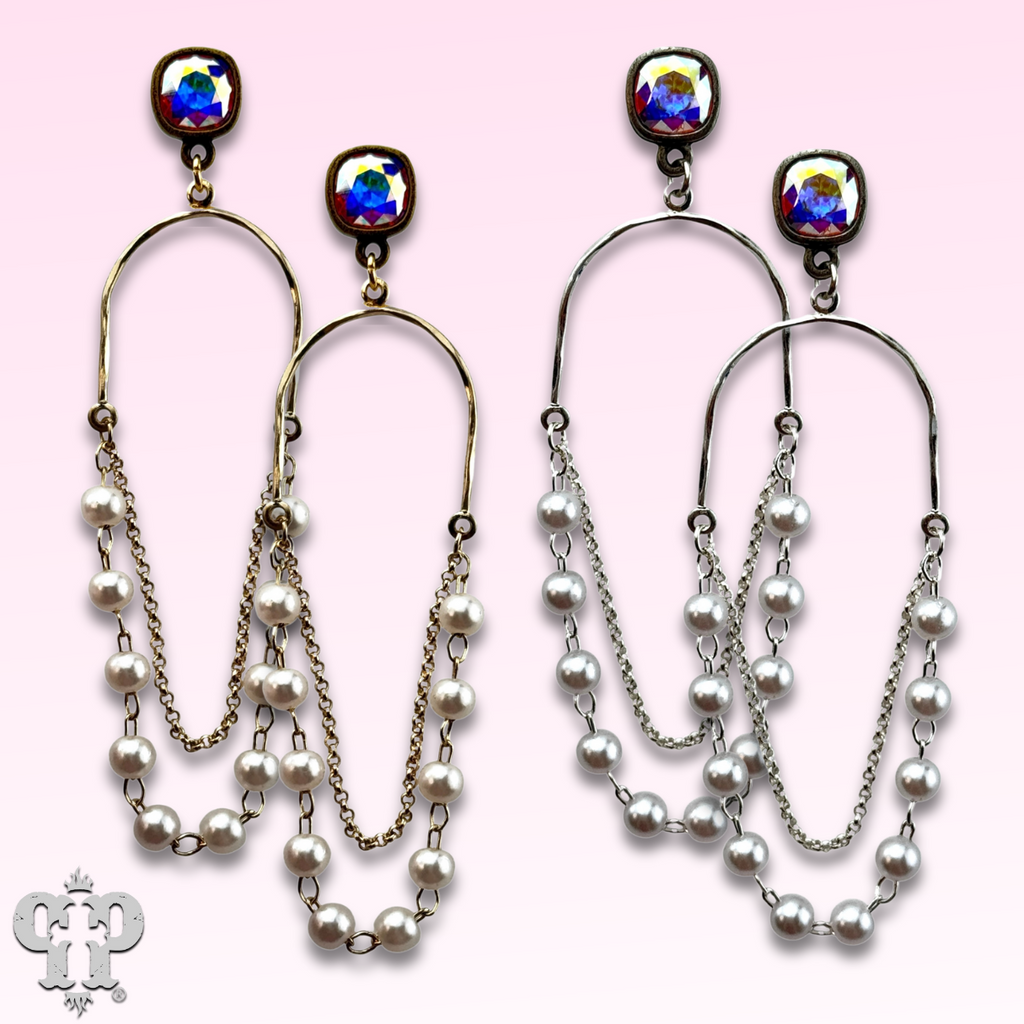 Pearl swing earring with crystals from Swarovski®- LC