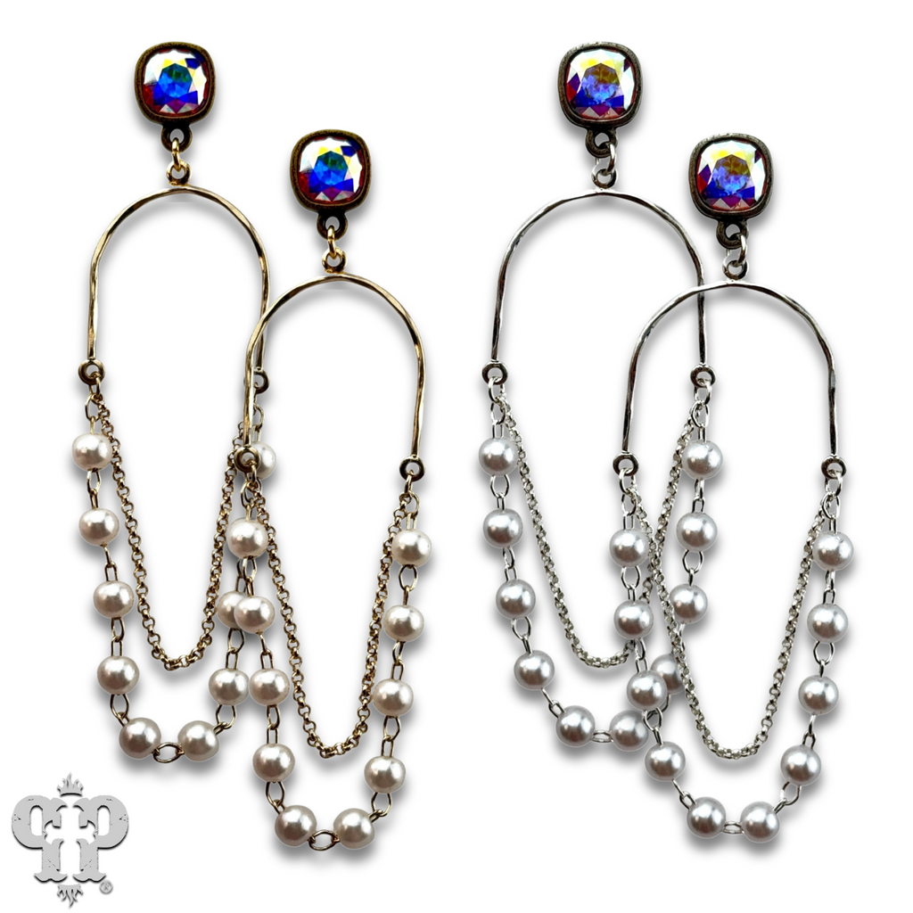 Pearl swing earring with crystals from Swarovski®- LC