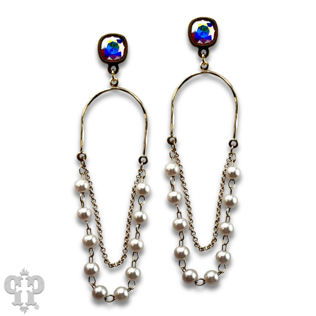 Pearl swing earring with crystals from Swarovski®- LC