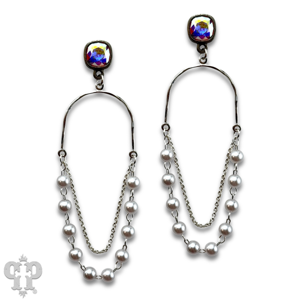 Pearl swing earring with crystals from Swarovski®- LC