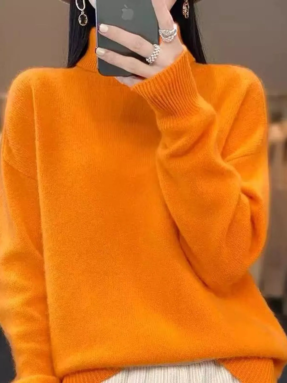 Turtleneck Dropped Shoulder Sweater