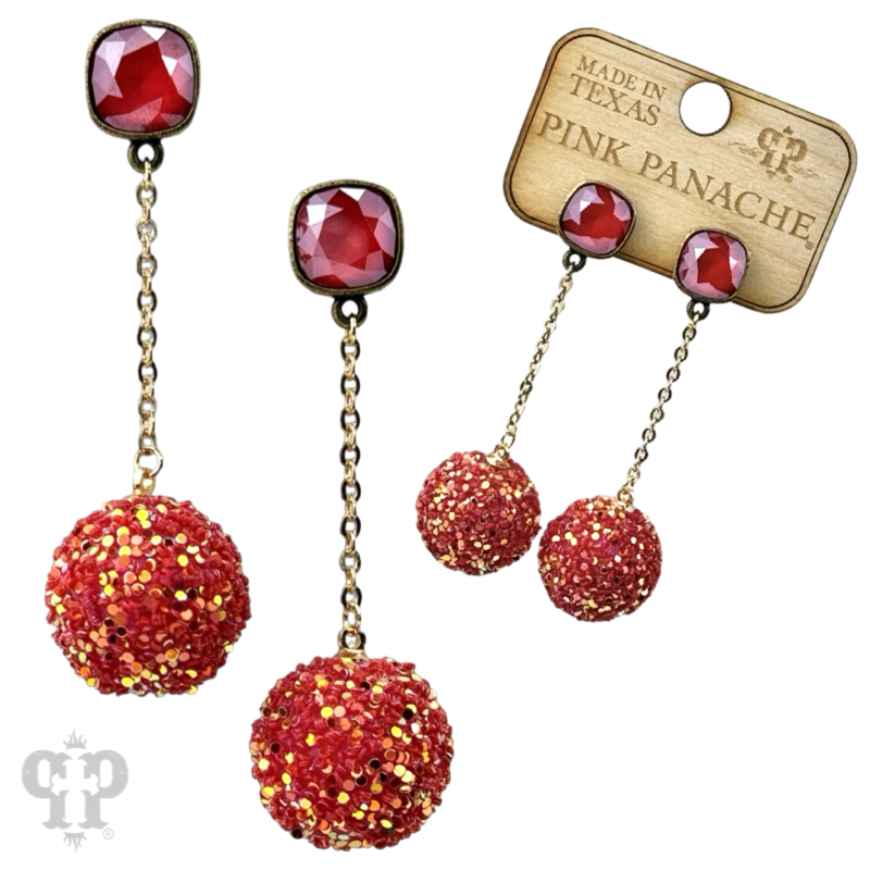 Glitter mesh bead and chain dangle earring with crystals from Swarovski®- LC