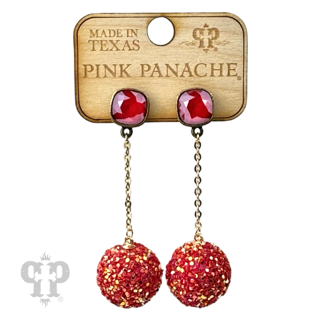 Glitter mesh bead and chain dangle earring with crystals from Swarovski®- LC