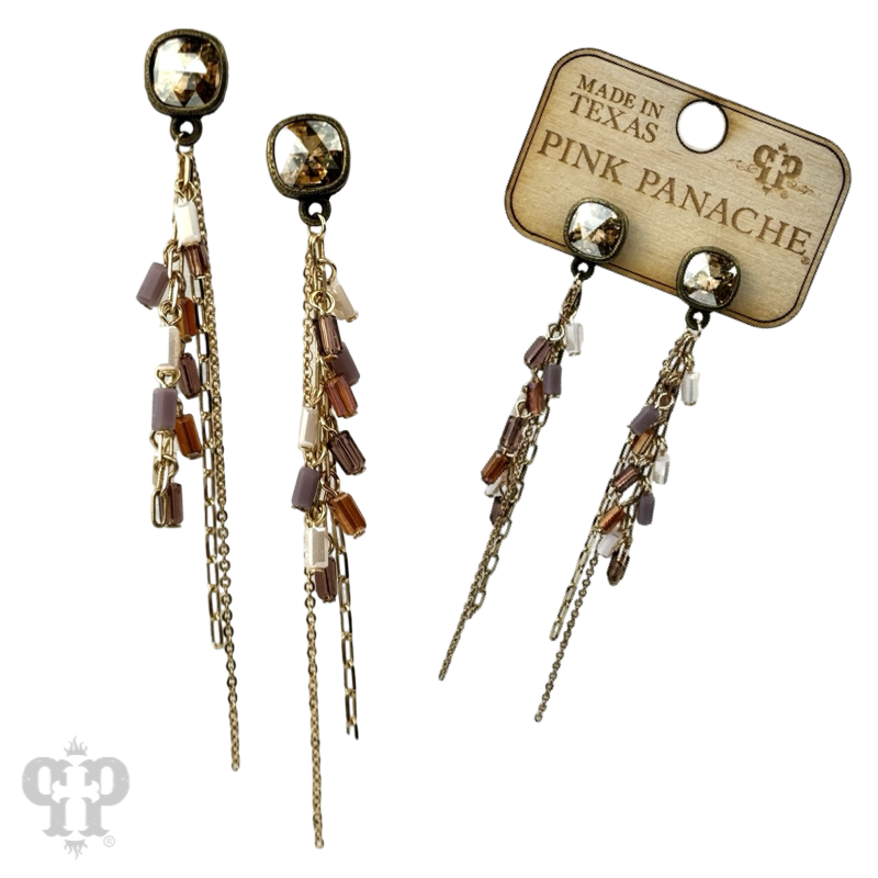 Chain and bead fringe earring with crystals from Swarovski®- LC