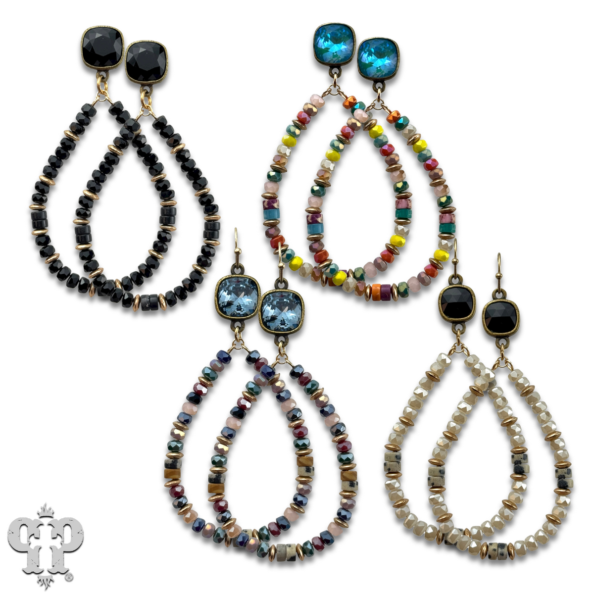 Beaded teardrop with crystals from Swarovski®- LC