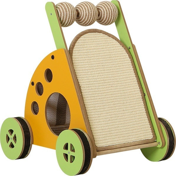 Pet Stroller With A Scratching Post Toy To Keep Your Cat Entertained