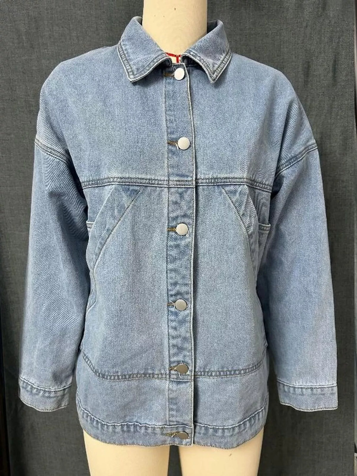 Button Up Dropped Shoulder Denim Jacket