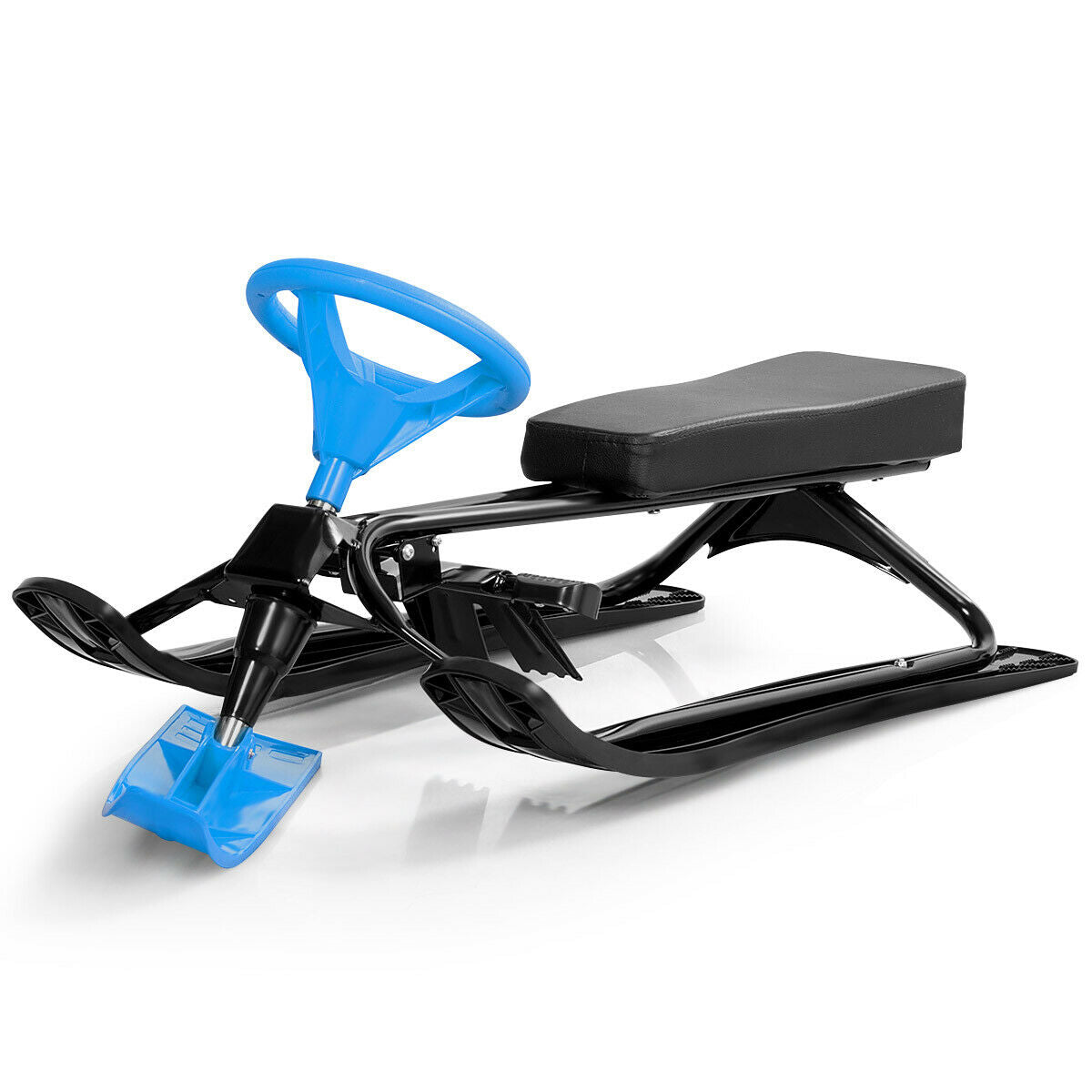 Kids Snow Sand Grass Sled w/ Steering Wheel and Brakes