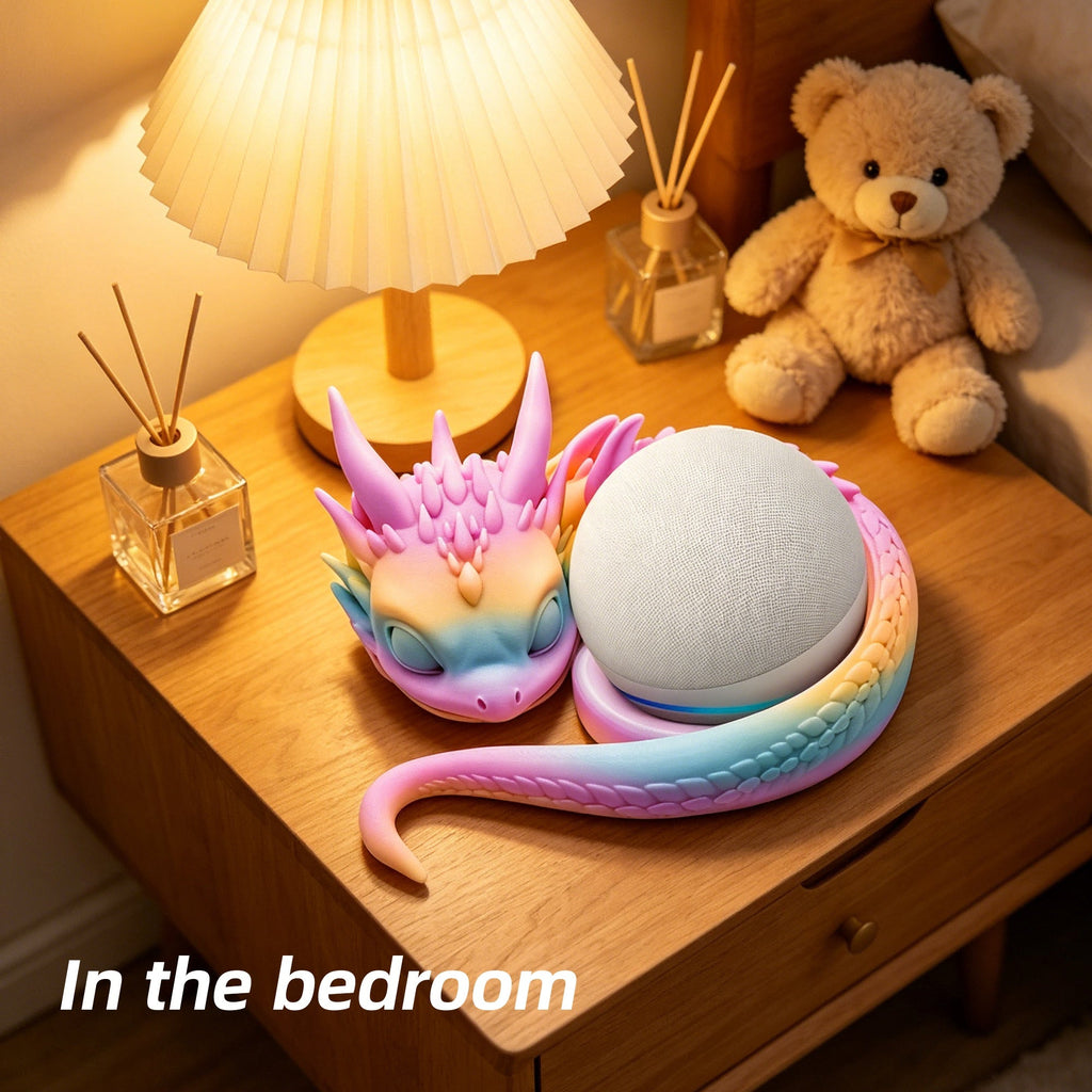 3D Printed Dragon Speaker Stand, Fantasy Decorative Smart Speaker Holder, Sculptural Desktop Audio Accessory For Home Office