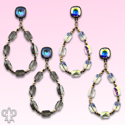 Faceted rectangle bead teardrop earring with crystals from Swarovski®