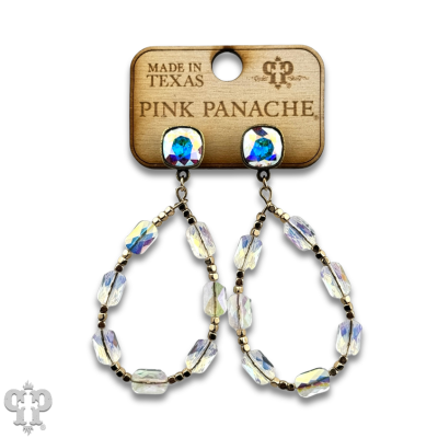 Faceted rectangle bead teardrop earring with crystals from Swarovski®