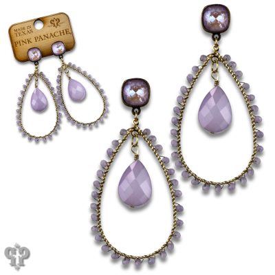Faceted bead teardrop charm earring with crystals from Swarovski®