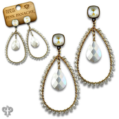 Faceted bead teardrop charm earring with crystals from Swarovski®