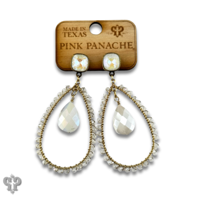 Faceted bead teardrop charm earring with crystals from Swarovski®