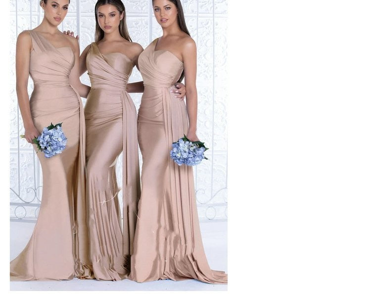 Mermaid One Shoulder Elegant Bridesmaids Dress also in plus