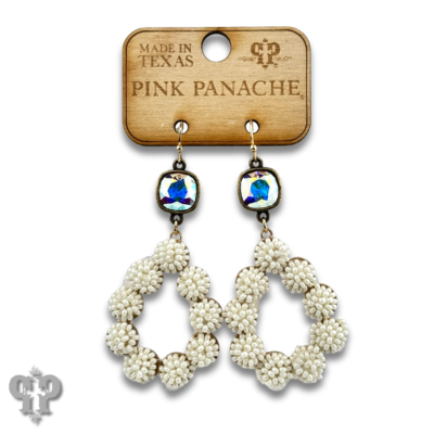 Seed bead cluster teardrop earring with crystals from Swarovski®