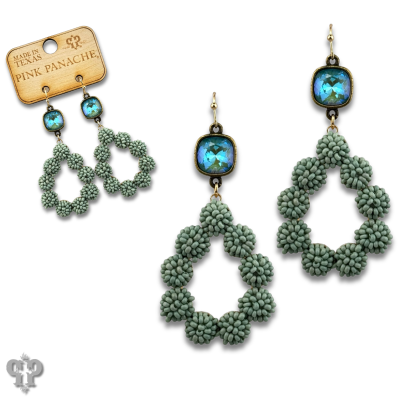 Seed bead cluster teardrop earring with crystals from Swarovski®