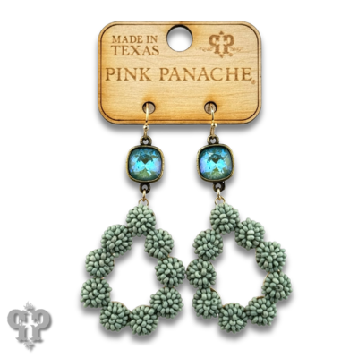Seed bead cluster teardrop earring with crystals from Swarovski®