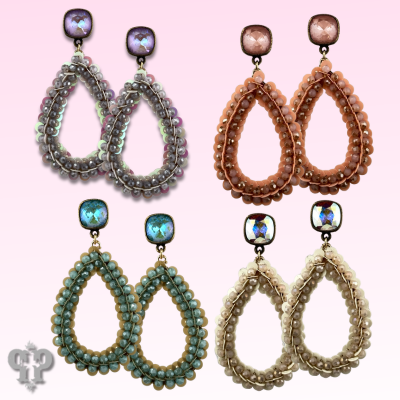 Sequin and faceted bead teardrop earring with crystals from Swarovski®