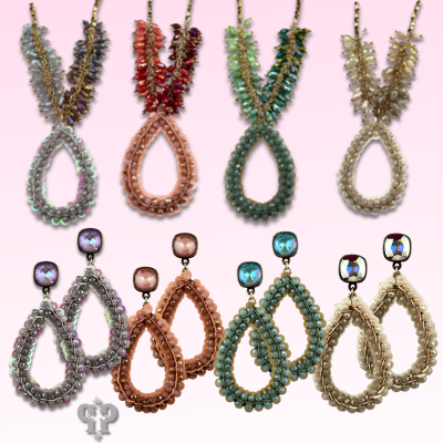 Sequin and faceted bead teardrop earring with crystals from Swarovski®