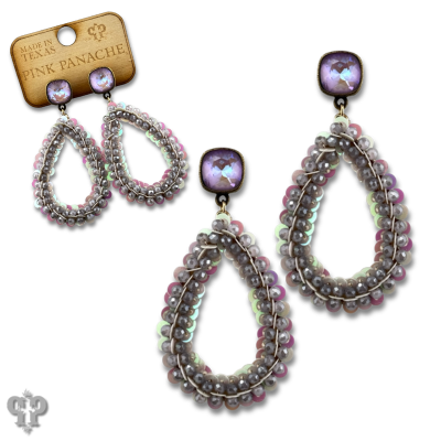 Sequin and faceted bead teardrop earring with crystals from Swarovski®