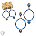 Enamel heart and seed bead earrings with crystals from Swarovski®