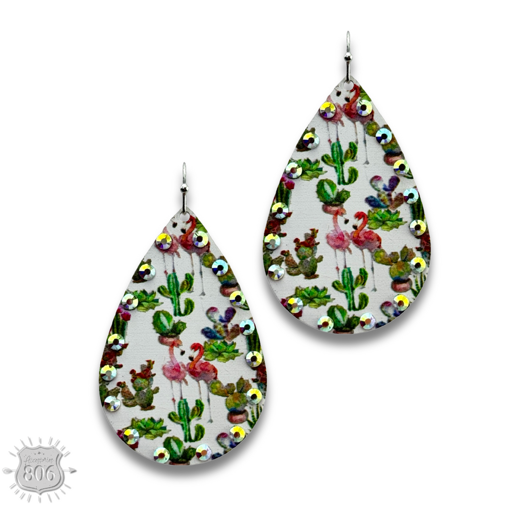 Rhinestone rim metal teardrop earring, last call