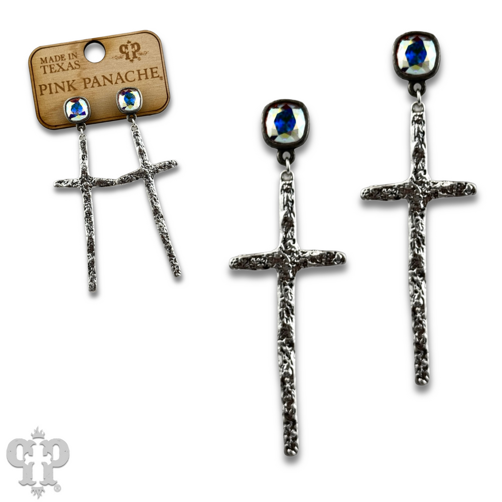 Foil cross earring with crystals from Swarovski®