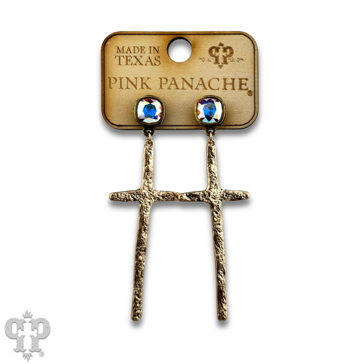 Foil cross earring with crystals from Swarovski®