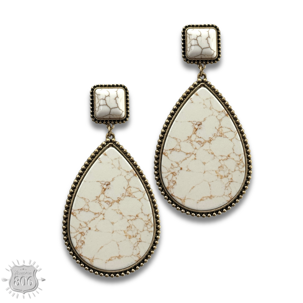 Solid stone teardrop earring, last call