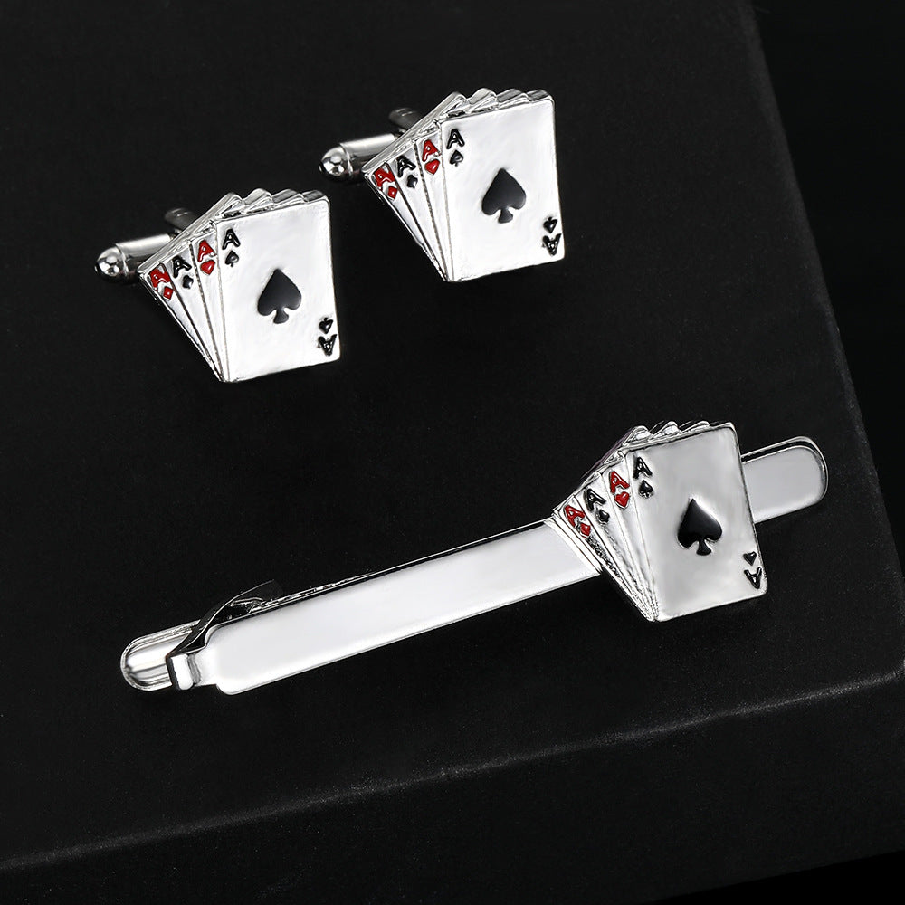 Poker Cufflinks Business Shirt Cufflinks Tie Clip