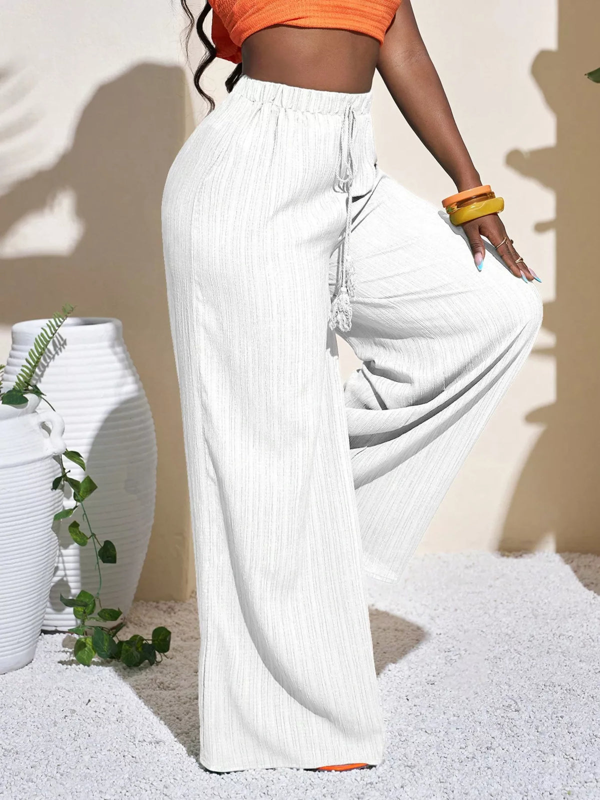 Wide-Leg Pants with Drawstring