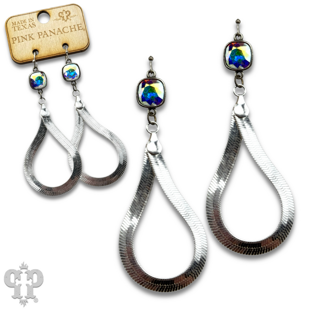 Snake chain teardrop earring with crystals from Swarovski®