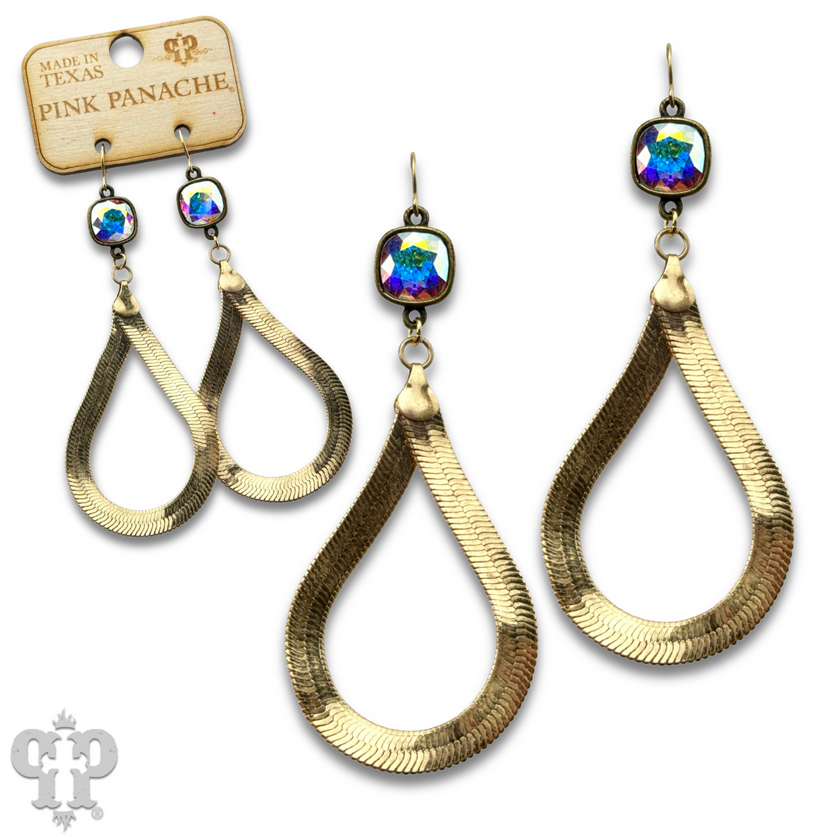 Snake chain teardrop earring with crystals from Swarovski®