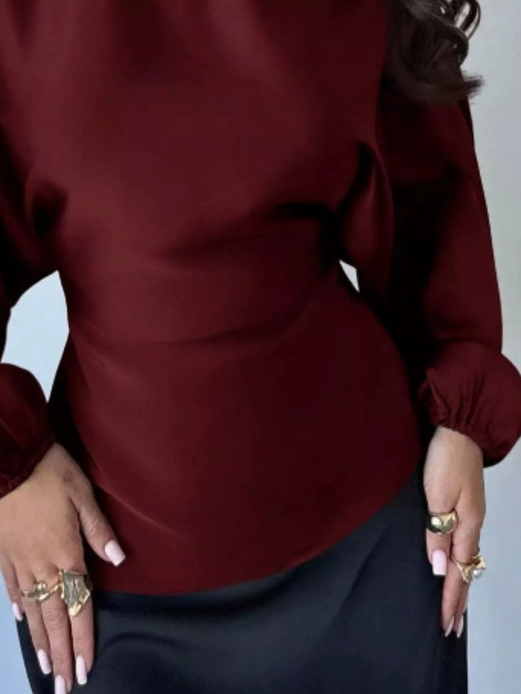 Back Tie Long Sleeve Blouse