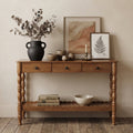 Solid Wood Console Table with Vintage Carved Wood Legs - Entryway