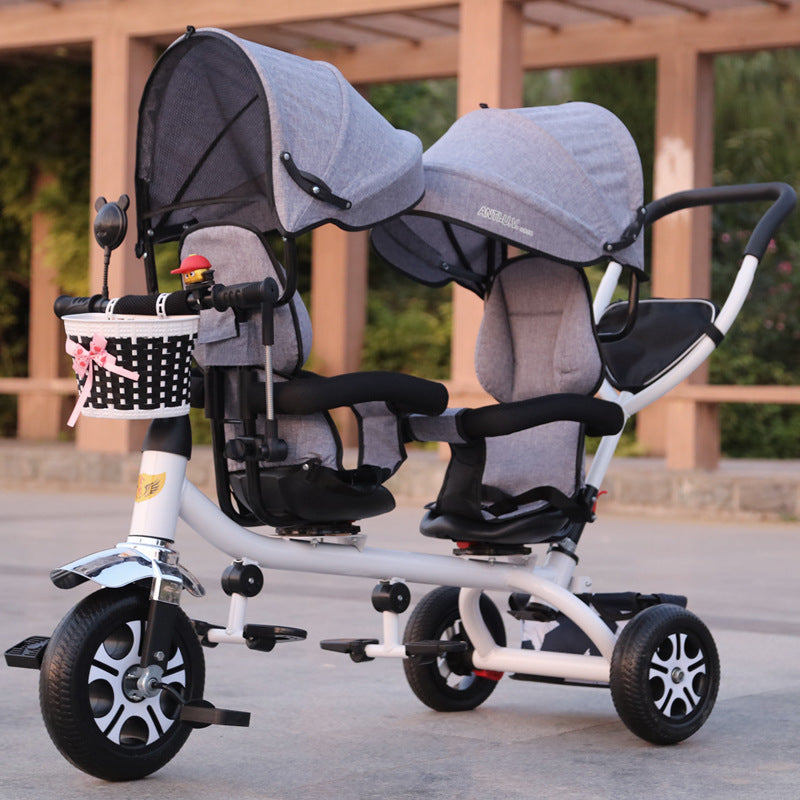 Lightweight Twin Baby Tricycle Stroller