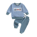 Striped Crew-neck Top And Long Pants Baby Two-piece Set