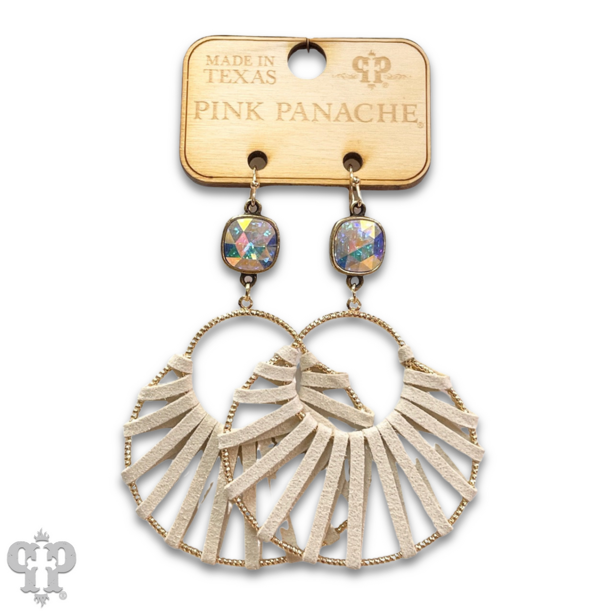 Suede wrapped circle earring with crystals from Swarovski® - LC