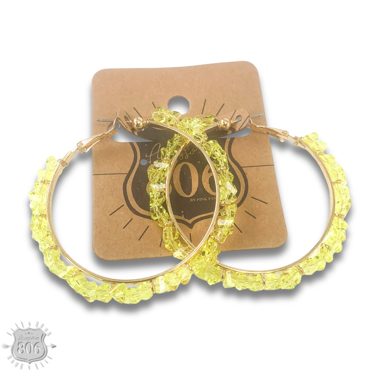 Crystal chip hoop earring, last call
