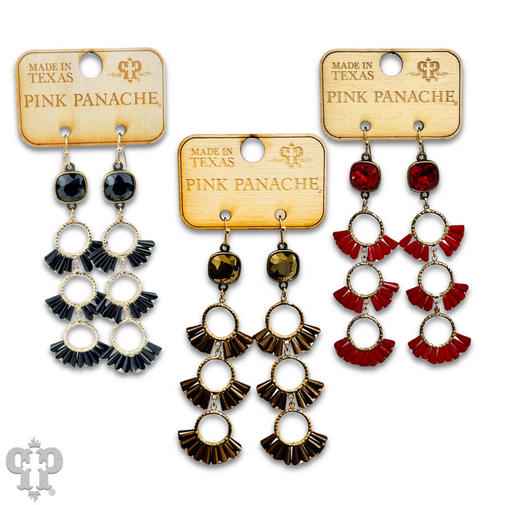 Triple fluted bead earring with crystals from Swarovski® - LC