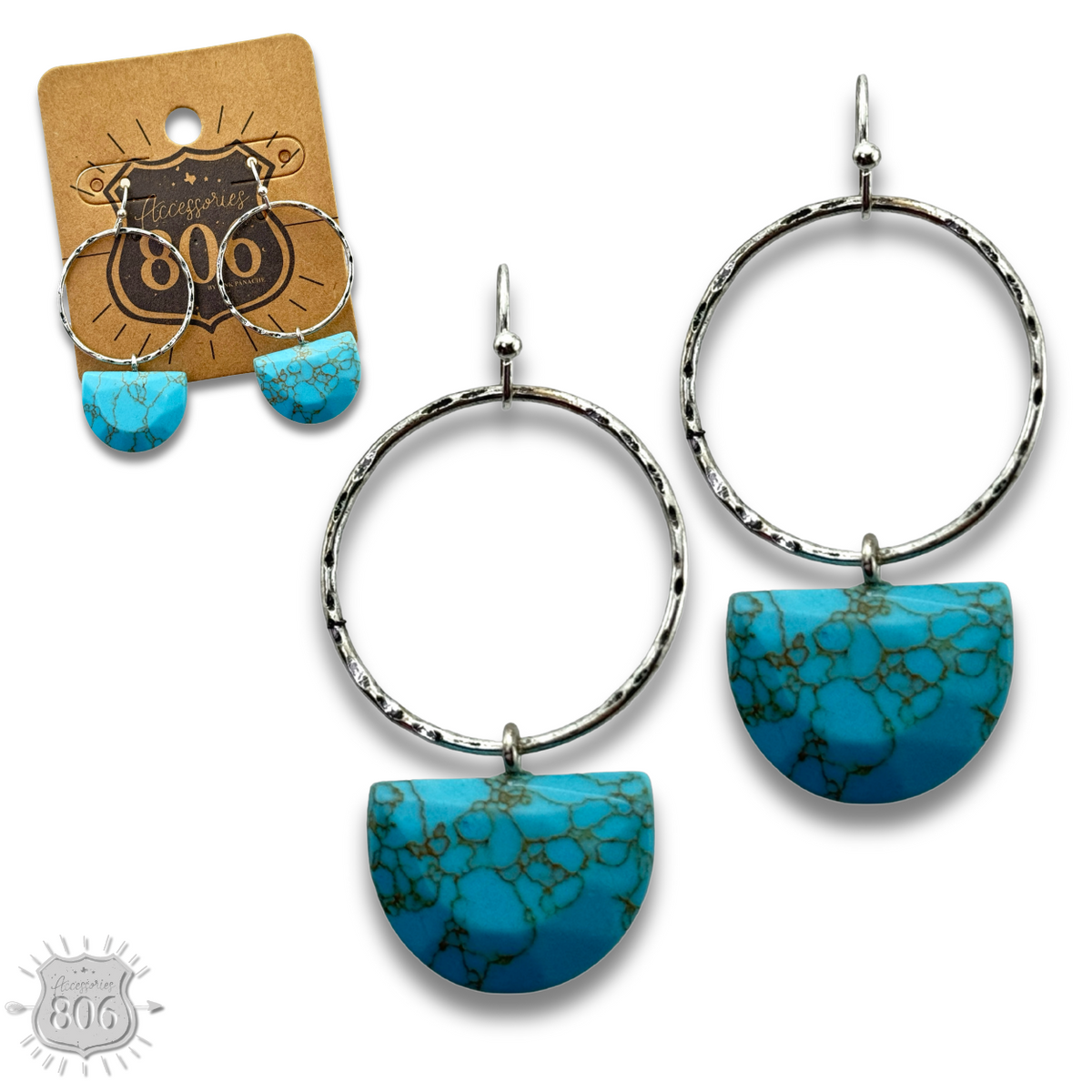 Stone half circle earring, last call