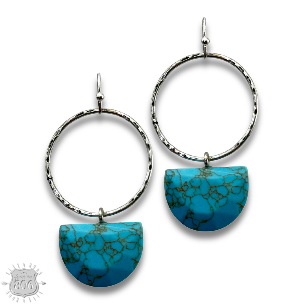 Stone half circle earring, last call