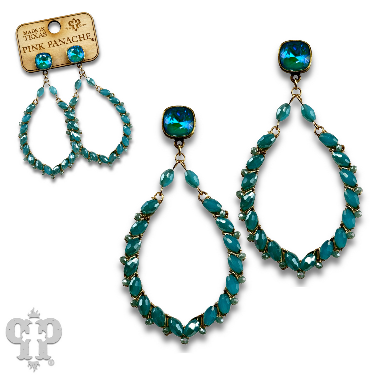 Bicone bead teardrop earring with crystals from Swarovski®