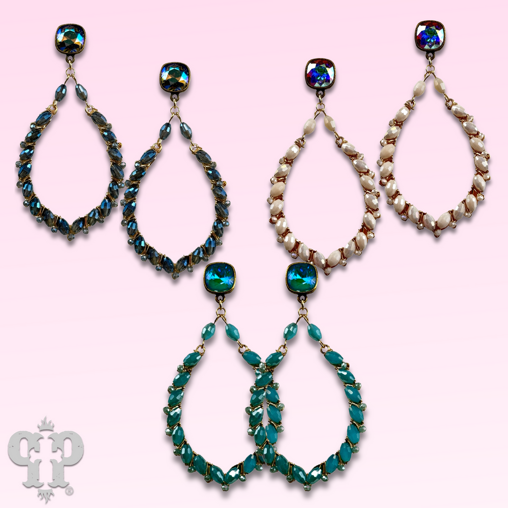 Bicone bead teardrop earring with crystals from Swarovski®