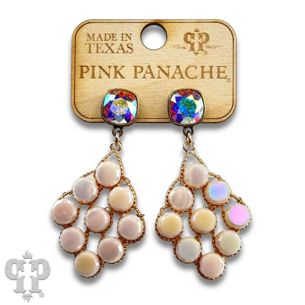 Coin bead diamond shape earring with crystals from Swarovski®