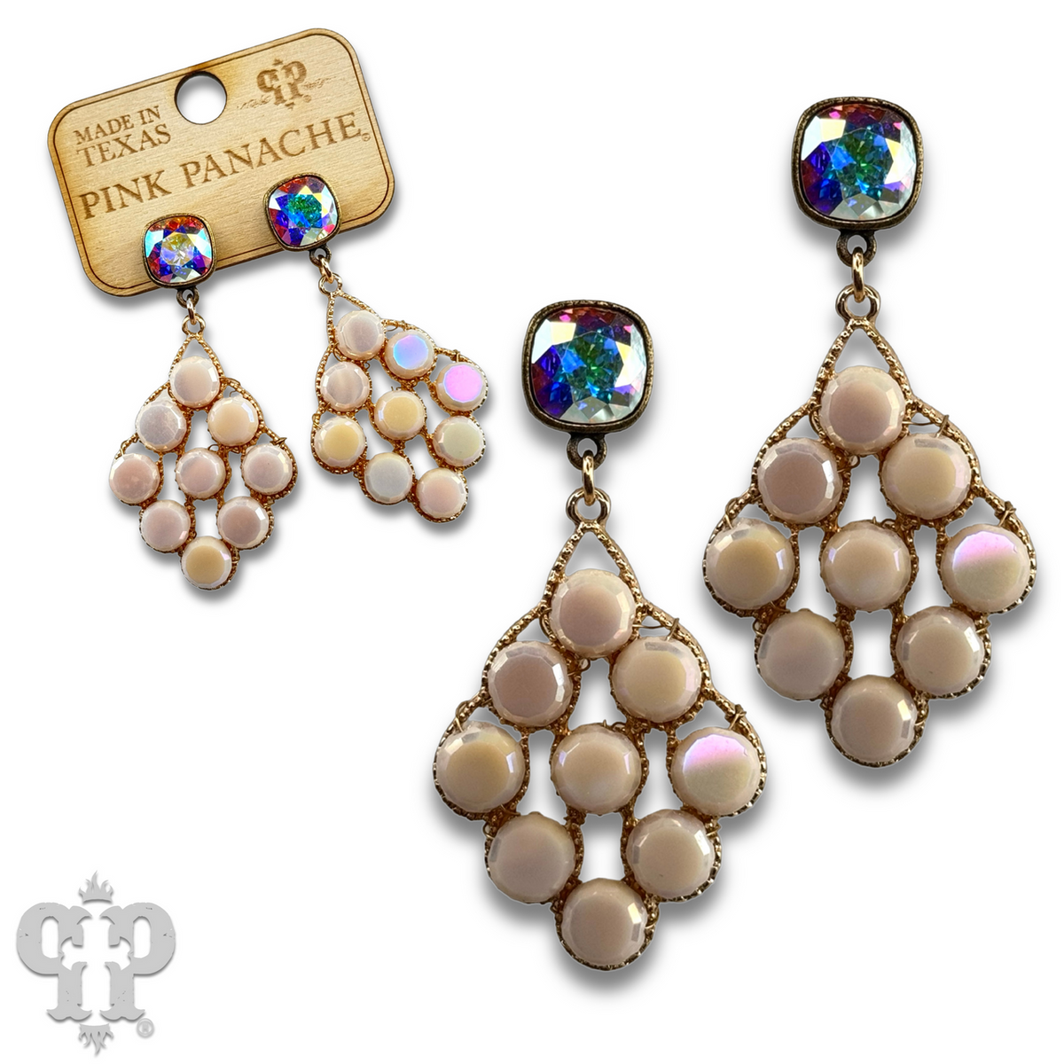Coin bead diamond shape earring with crystals from Swarovski®