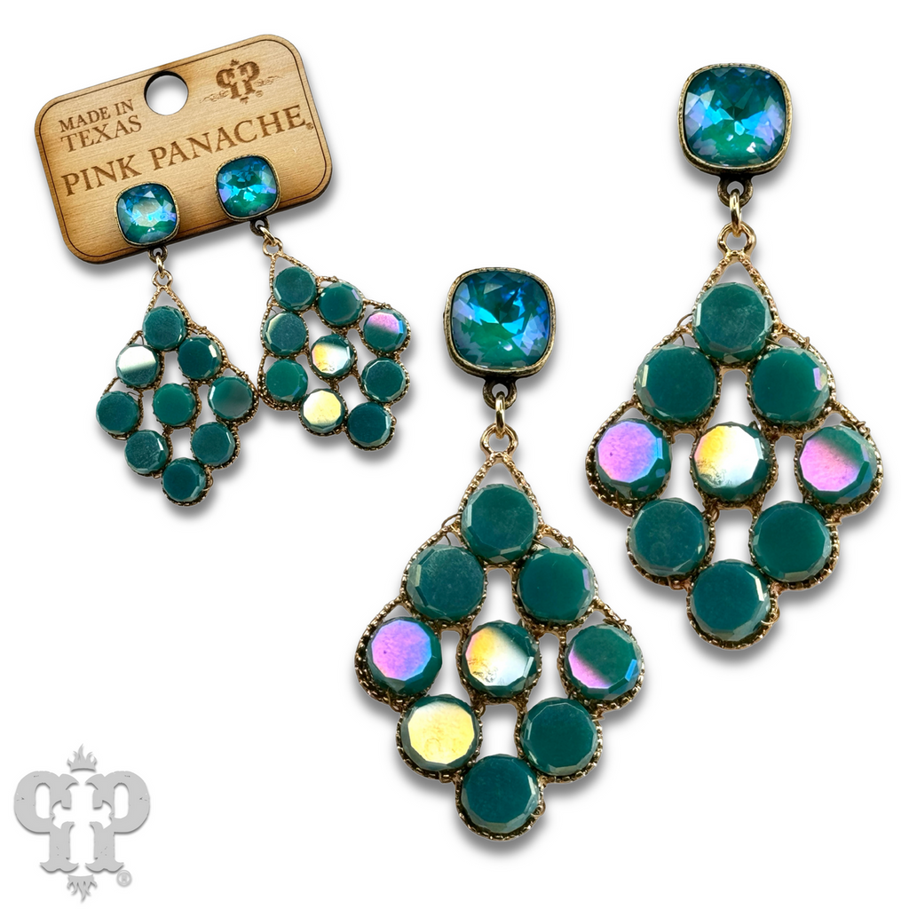 Coin bead diamond shape earring with crystals from Swarovski®